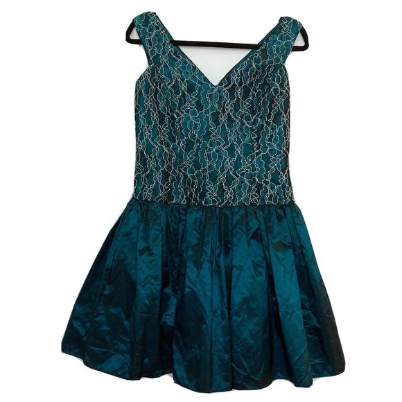 Vintage Alfred Angelo  Flirtations Dress Party Prom Club Green 13/14 90s Y2K - Picture 3 of 12